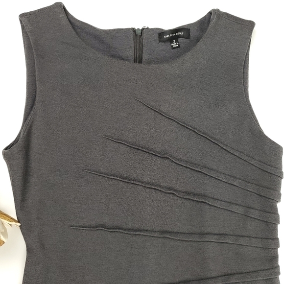 SAKS Fifth Avenue Grey Side Rouged Dress Sz 2 - Picture 5 of 10